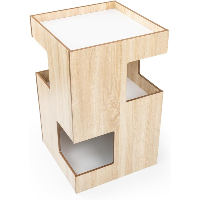 Преміум будиночок для кота з дерева, замок-вежа з лежаками, 50 x 50 x 80 см, темно-сірий (бежевий)