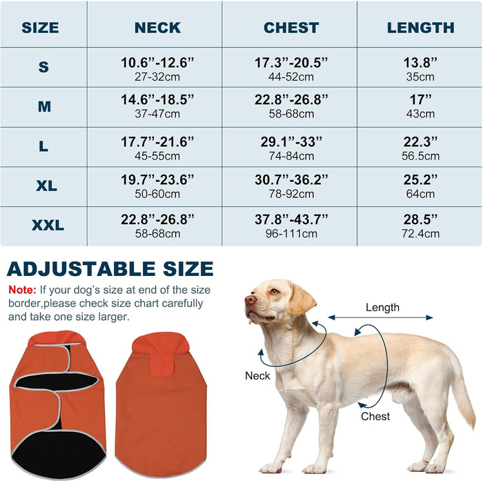 Водонепроникний собачий дощовик Yfbrite, теплий дощовик для собак, розмір M (L, помаранчевий)