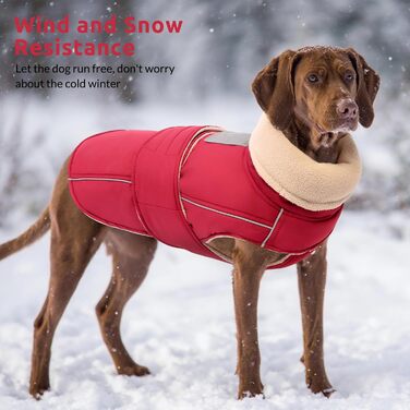 Теплий зимовий одяг для собак ASENKU: куртка та плащ для великих собак з відбиваючим коміром та водонепроникним покриттям (Коричнево-червоний, 3XL/X-Large)
