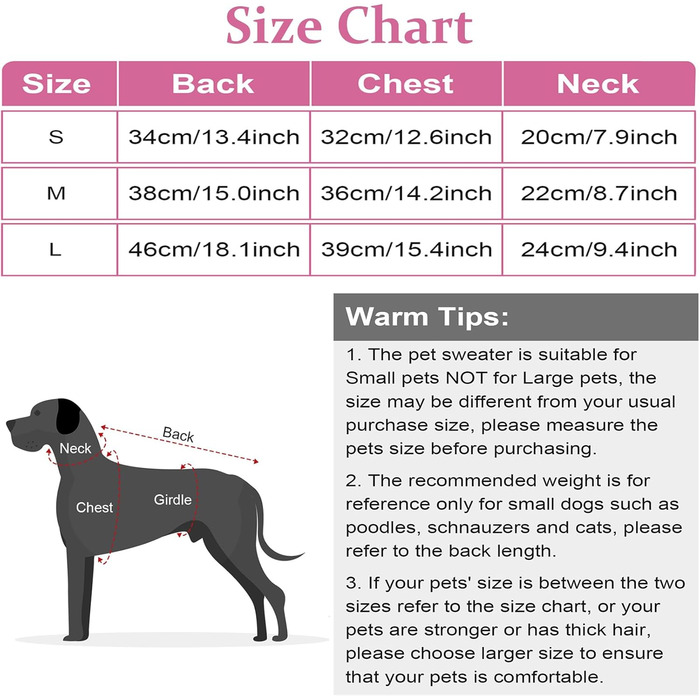Теплий в'язаний зимовий пуловер для собак з коміром-горловиною, підходить для котів та цуценят, розмір Small