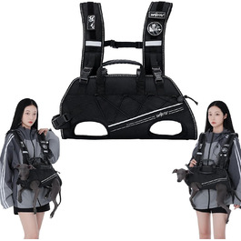 Сумка-переноска та повід для собак, повід для собак з підтримкою, регульовані, дихаючі, м'які ремені для собак, ідеально підходить для собак з обмеженими можливостями, розмір M (4–8) кг, чорний