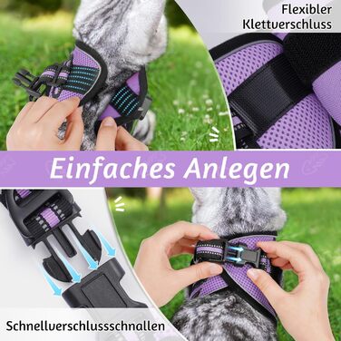 Нашийник та поводок для котів Rabbitgoo: безпечний, регульований, з відбиваючими смугами, для кошенят та дорослих котів, розмір M, світло-фіолетовий