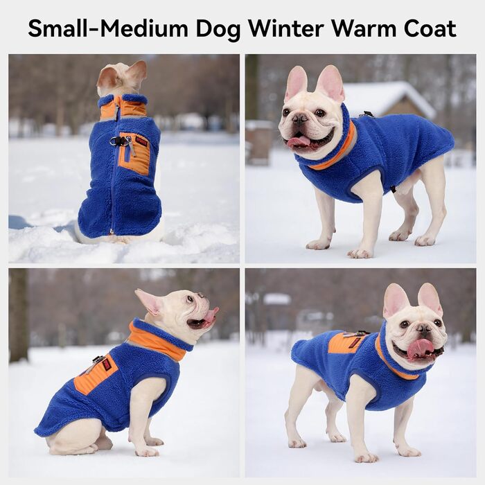 Зимова куртка для собак FeiaX Ware з флісу, тепла жилетка для собак, одяг для собак, жилетка для цуценят для маленьких та середніх собак (Блакитний, XXL)