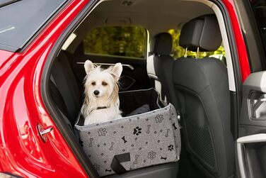 Автокрісло для собак Boutique Zoo | Зручне автокрісло для собак, котів та інших домашніх тварин | Для заднього сидіння, пасажирського сидіння | Автоматичне ліжко для собак, сумка-переноска | Поліестер, еко-замша | Колір: | Розміри: (L (57x50 см), Сірий / 