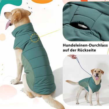 Водонепроникний собачий дощовик/куртка Poiinvc з отвором для шлейки, світловідбиваючий, теплий, для собак S-XXXL, зелений