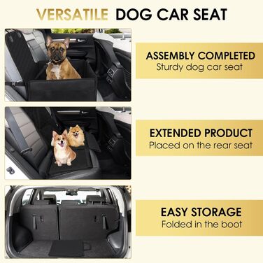 Автомобільний лежак для собак Mozvvco - стабільний, водонепроникний, для заднього та переднього сидіння, чорний