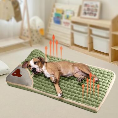 Ортопедична подушка для собак, малого та середнього розміру - миється, не слизька з високим бортиком - знімний чохол, лежанка для собак, товста та тепла, зелена