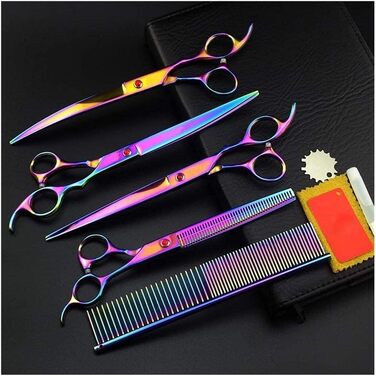 Професійні ножиці для собак, вигнуті ножиці, ножиці для стрижки шерсті собак, набір професійних ножиць для грумінгу, включаючи прямі та злегка вигнуті моделі