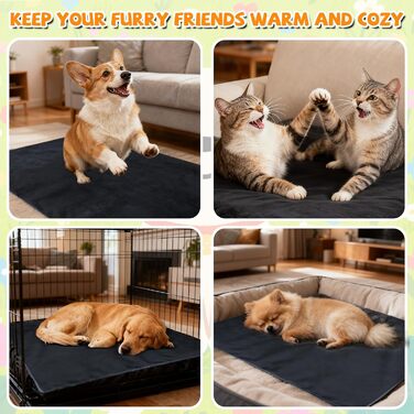 Килимок грілка для котів та собак Qoosea, електричний, 45x45 см, регулювання температури 30-60°C, таймер, водовідштовхувальний, знімний чохол