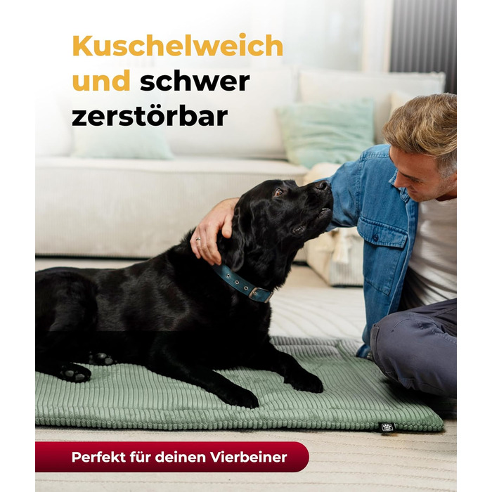 Килимок для собак HS-Hundebett® з декоративним покриттям, XS – Практичний та зручний – М'яка ковдра для собак – Комфортний лежак – Зелений, Виготовлено в Німеччині (75x115 см)