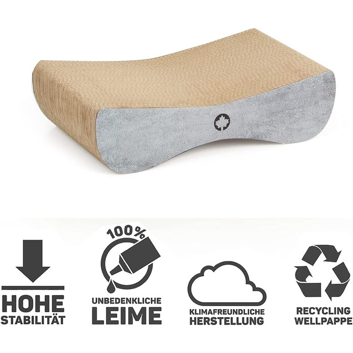 Котячий дряпак Satellite Small - чорний, з котячою м'ятою | Дряпак для котів з картону, бетонування | 37 x 10 x 23 см