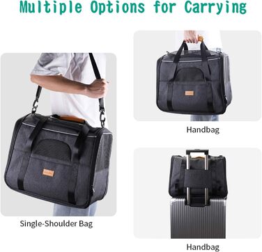 Транслювач для котів Morpilot, сумка-переноска для тварин, дозволена авіакомпаніями, для маленьких собак та котів, чорний, S