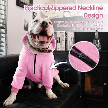 Світшот для великих собак Nanaki з капюшоном, тепла флісова куртка з кишенею для дівчаток та хлопчиків, для Бульдога, теплий одяг для відпочинку та повсякденного носіння (X-Large, Рожевий)