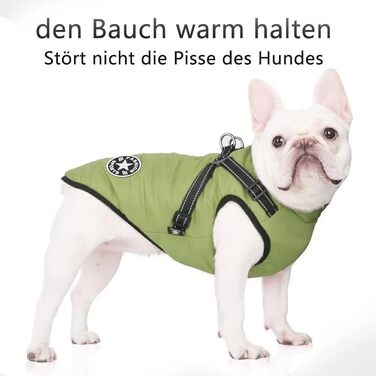 Зимова жилетка для собак, водонепроникний одяг для маленьких собак з D-початком, світловідбиваючий, XL, зелений