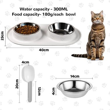 Набір мисок для кота та собаки LAOPET: миска для води та корму, нержавіюча сталь, силіконова підставка, ложка