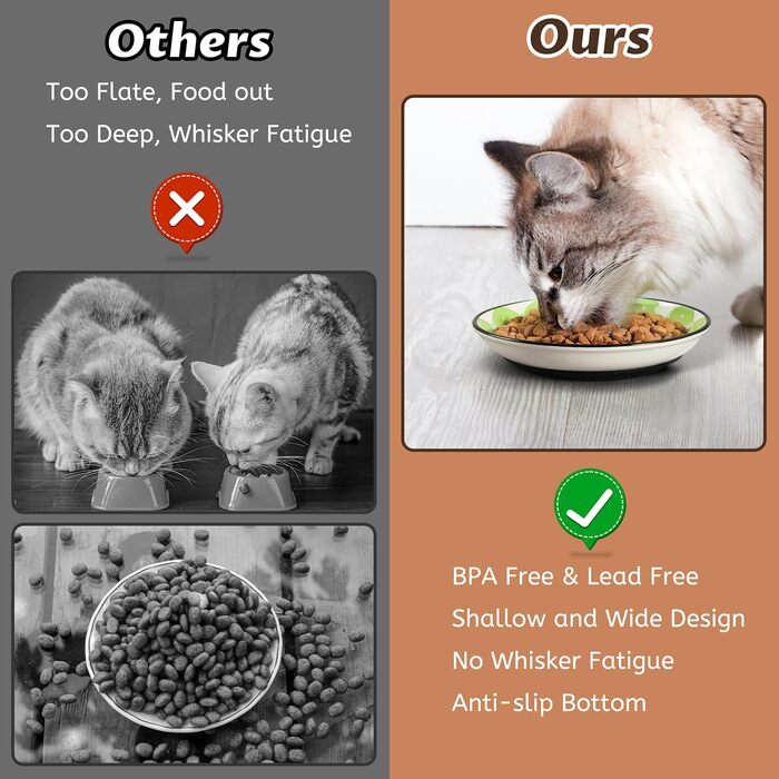 Набори мисок для котів з кераміки з силіконовим дном (4 шт.) - антиковзаючі, безворсові, для корму та води