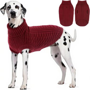 Світер для собак CITE TOILE Hundepullover – теплий флісовий светр з коміром-стійкою для маленьких та середніх собак (XXL, червоний)