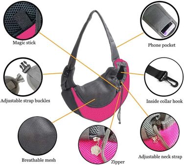 Тканинна переноска для собак, котів та дрібних тварин. Переноска-рюкзак для собак та котів, рожева, L (2-4 кг)