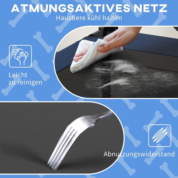 PawHut Підвищене собаче ліжко з балдахіном, ліжко для домашніх тварин, вулична лежанка для собак з дахом, дихаюча, для маленьких та середніх собак, Оксфорд, 76 x 61 x 69,5 см (76 x 61 x 70 см, Блакитний)