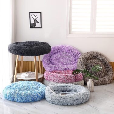 Крісло-лежанка для собак XXL, кругле, знімний, пральний чохол, анти-тривожне, штучне хутро, м'яке, комфортне, пухнасте ліжко для тварин (100 см), велике - 100 см (дуже велике - 115 см, коричневе)