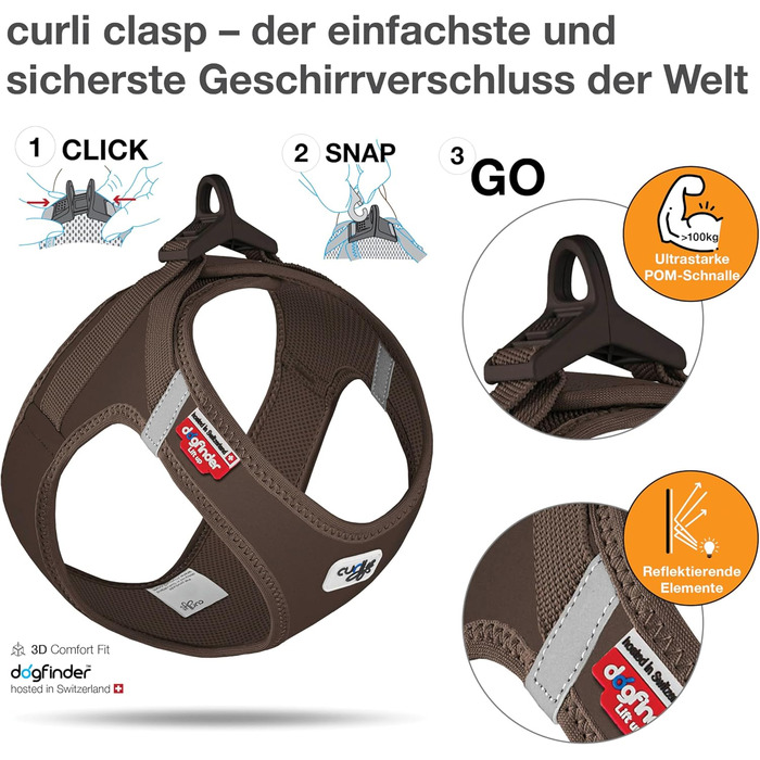 Шлейка для собак Curli Clasp Softshell, коричнева, розмір S