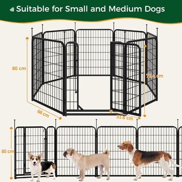 Клітка для собак Yaheetech 8-секційна, 80 см, вольєр для собак, з'єднувальні стержні, складана клітка для собак у квартиру та сад, без інструментів, 80 см висота, 8 шт.