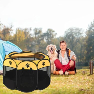 Портативний вольєр для цуценят та тварин, 74x43 см (жовтий)