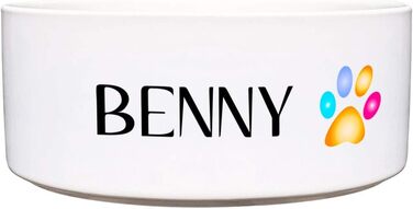 Керамічна годівниця для собак з іменем - персоналізована миска для корму та води (Барвиста лапка) - 1.300 мл