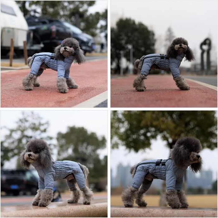 Теплий зимовий одяг для собак: двошагова жилетка, непромокаєма, вітронепроникна, з відбиваючими елементами. Підходить для малих, середніх та великих собак. Сірий XXL 2XL (back 19')