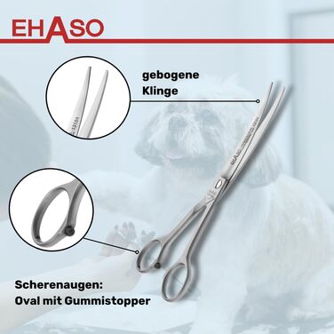 Ножиці для собак EHASO, 18 см, нержавіюча сталь, матові