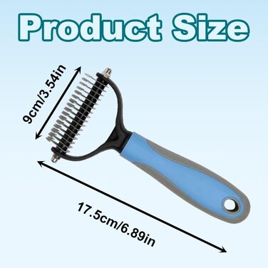 Двостороння щітка для видалення підшерстка для собак та котів, 2-в-1, синій котячий дизайн, видаляє ковтуни та шерсть