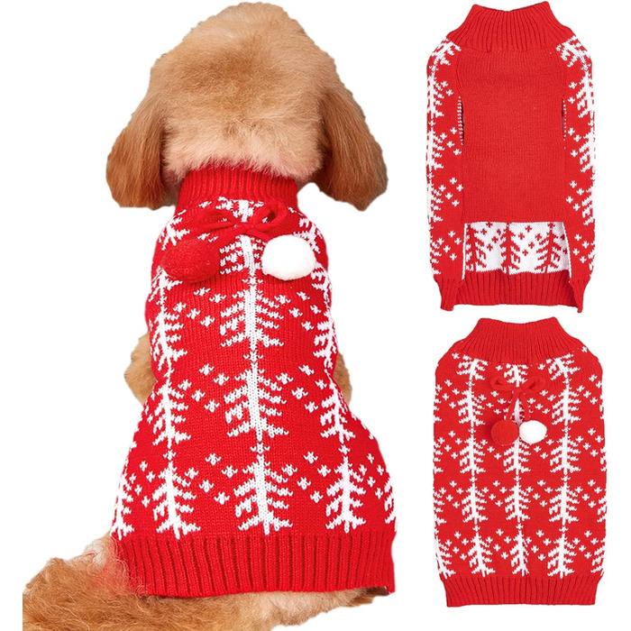 Світер для собак Jecikelon, теплий зимовий светр для маленьких собак, одяг для цуценят, м'який, теплий, костюми для домашніх тварин, одяг для собак та котів з помпоном, розмір L, зелено-смугастий