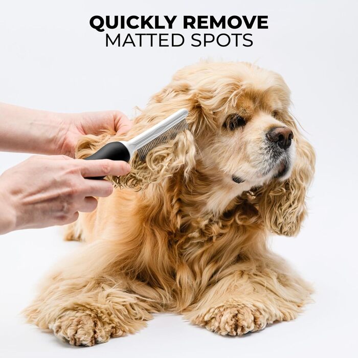 Пухнаткам для тварин, щітка для вичісування шерсті собак та котів, сталеві леза, 6,3 см, чорний