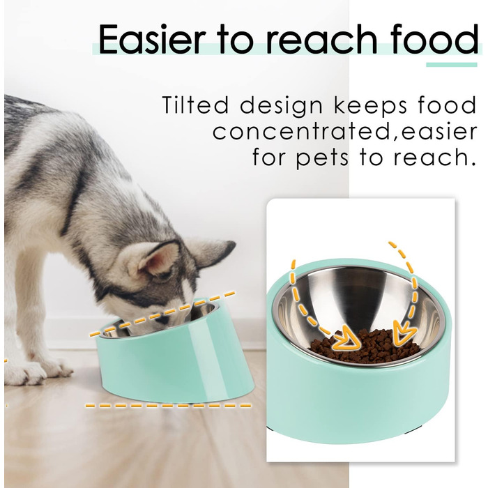 Нахилена годівниця для собак та котів SuperDesign 15°, зелений меламін, 600 мл