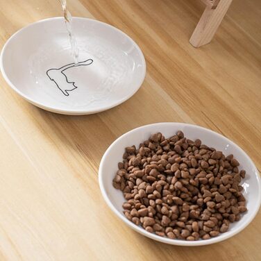 Набір мисок для котів з кераміки, 6 шт. - плоскі миски для котів та дрібних тварин, сучасний дизайн