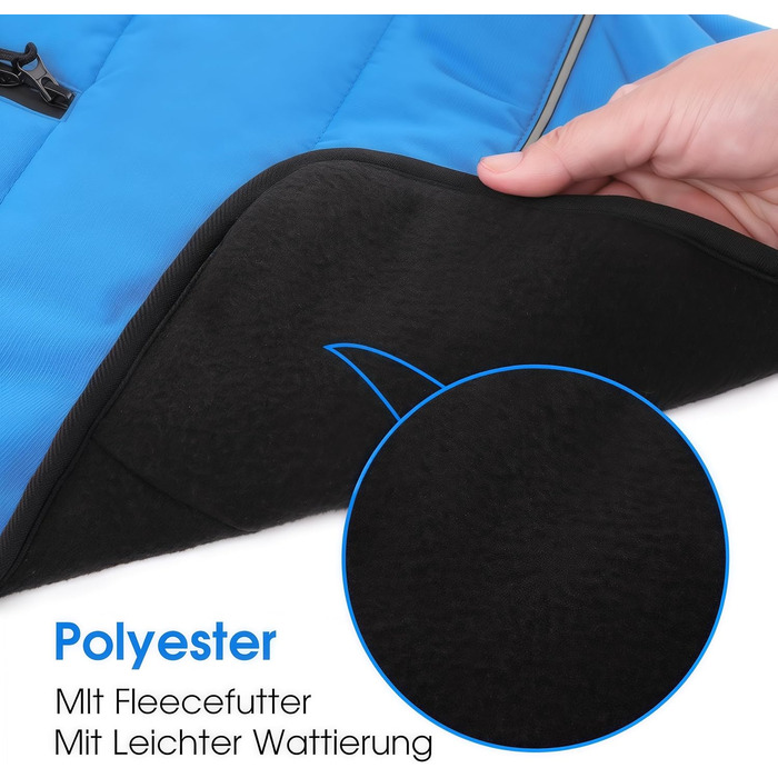 Конвініт Теплий водонепроникний зимовий одяг для собак - тепла куртка для маленьких собак з підкладкою, застібкою-липучкою та світловідбиваючими елементами, синій, S (обхват грудей 44 см)