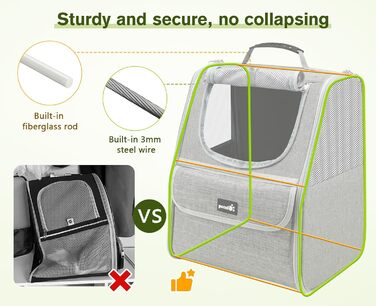 Плед-рюкзак для кота Pecute, сірий, класичний, до 6 кг