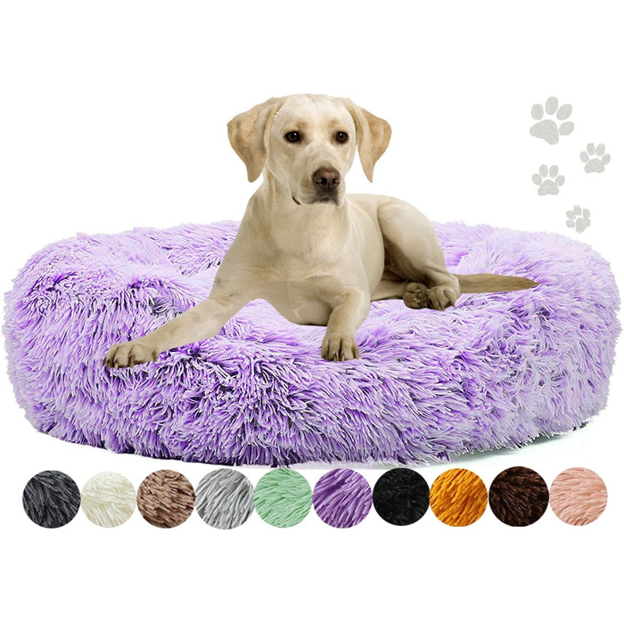 Кругле ліжко для собак та котів Donut, плюшеве, миється, 110 см (фіолетовий)
