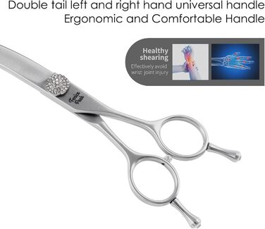 Ножиці для грумінгу собак Fenice Peak з декоративним камінчиком, 440C, нержавіюча сталь, 7.5 дюймів, професійні