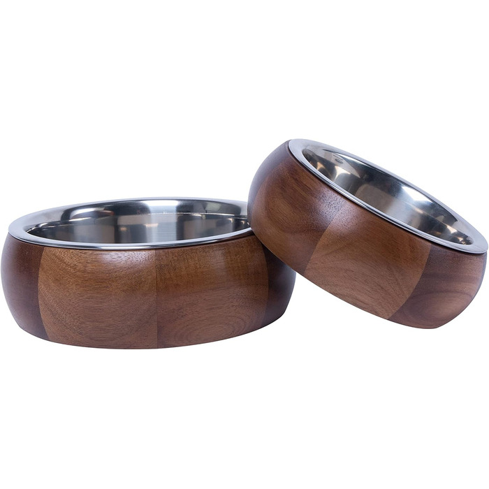 Миска для собак Dehner Lieblinge, 18.7 см, дерево/нержавіюча сталь, коричнева