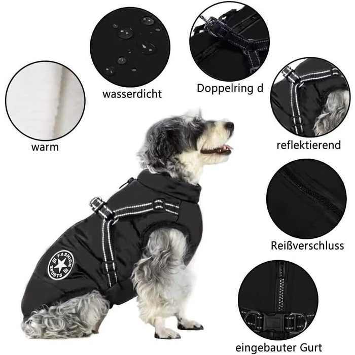 Зимовий жилет для собак, водонепроникний, з D-кільцем (зелений, XL/чорний, 4XL)