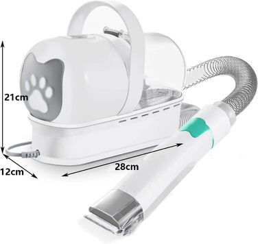 Пилголом для собак та котів з щіткою, потужний, тихий, з 7 насадками, об'єм 1л, 28*12*21 см