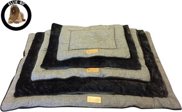 Ліжко для собак Ellie-Bo Wende, Tweed та чорне штучне хутро, для клітки розміру M, 76 см, розмір L71 x W48 x H3 см