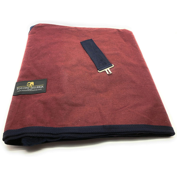 Літня повісь для коня Maddy 2, бавовняна легка та дихаюча стібленка для весни та літа з ременями та захистом хвоста (Бордовий/Синій, 128 см)