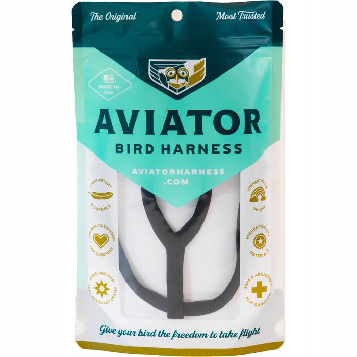 Шлейка для папуг Aviator XXXS, чорна