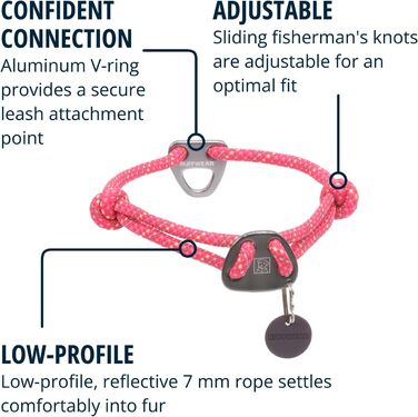 Ошийник Ruffwear Knot-a-Collar для середніх собак, регульований, міцний, з альпіністського шнура, розмір M (36–50 см), рожевий Fireweed Pink
