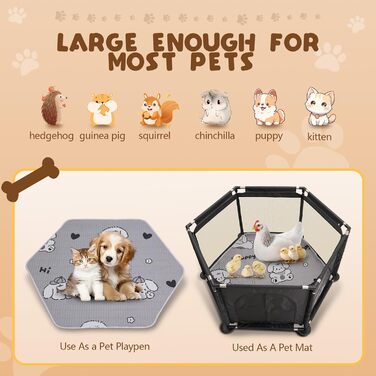 Кінь-вольєр для цуценят шестигранний, 122x65 см, чорний. Ідеально для великих та маленьких порід. Аксесуари для цуценят.