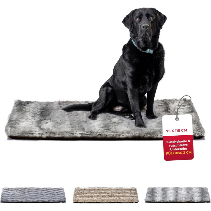 Килимок для собак HS-Hundebett® з підкладкою та антиковзаючою основою XS (45x65 см) – М'який та пральний – Зручна ковдра для собак – Виготовлено в Німеччині (Shadow, 75x115 см)
