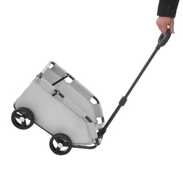 Візок для собак, складаний, Mini, сірий. Візок-хазяйка для маленьких собак та дітей, для подорожей, з регульованою ручкою, 53-76 см, кут 45°, до 7.5 кг, 86x51x35 см