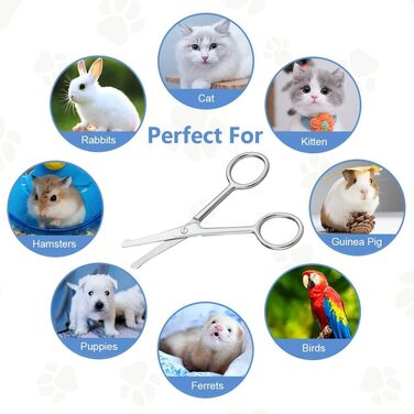 Набір ножиць для собак, 4 шт. з нержавіючої сталі: тример для домашніх тварин, ножиці для нігтів, ножиці для витончення, вигнуті ножиці та гребінець для грумінгу собак, котів та інших тварин (1 маленька ножиця)